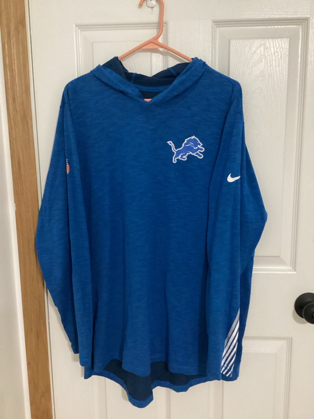 Nike Royal Blue Detroit Lions Hooded Pullover XL NFL light weight